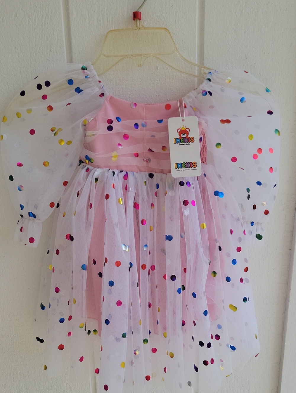 Kids Pink Confetti Tulle Party Dress -
